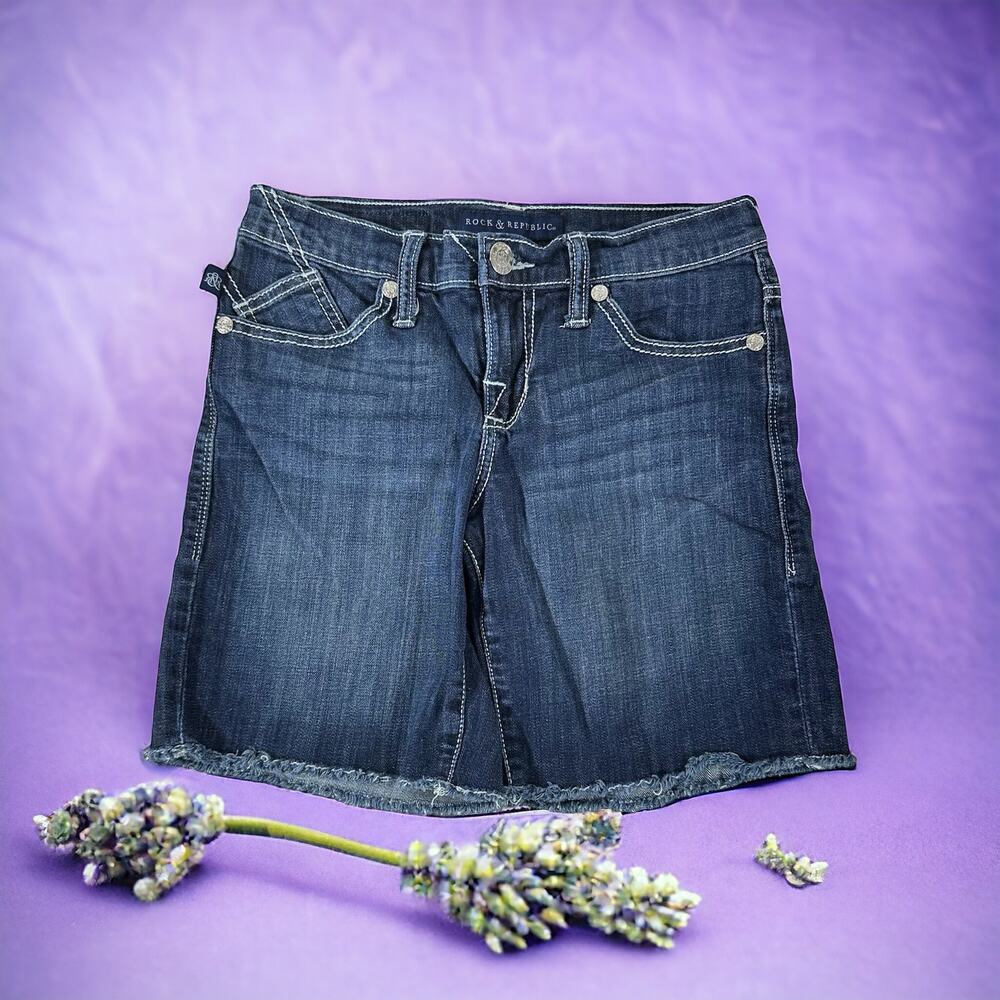 Rock & Republic Womens‎ Bumpershoot Cut Off Jean Shorts Size 2 (27.5x7.5)
